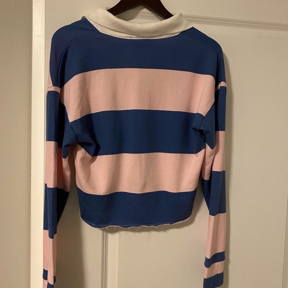 NEVER WORN! Striped Pink and Blue Long Sleeve Top - Picture 4 of 5